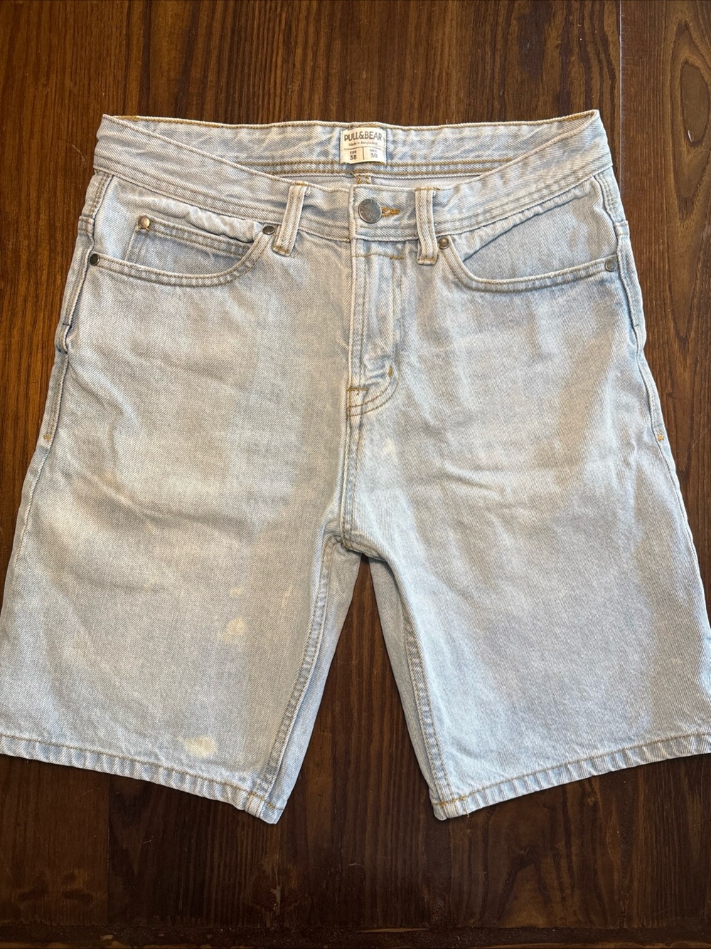 ☀️ Pull & Bear Men’s Denim Shorts Size 38 Light Wash Blue Jean Shorts VGC